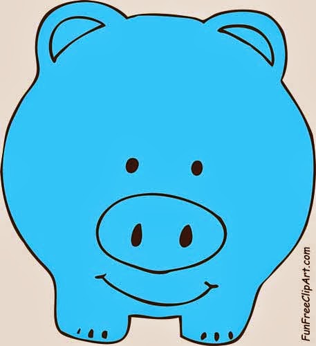 457x500 Blue Piggy Bank Clipart
