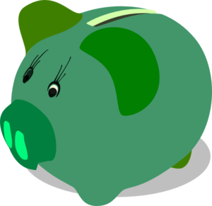 300x291 Green Piggy Bank Clip Art