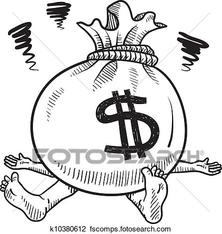 445x470 Clipart Of Money Problems Vector K10380612