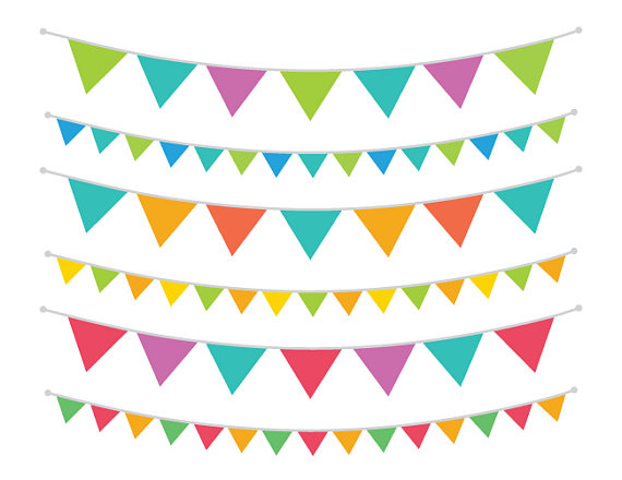 570x440 Carnival Rainbow Bunting Banner Clip Art Set Flag String Party