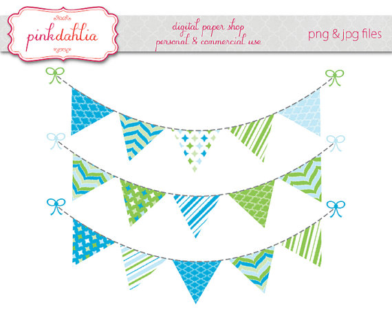 570x453 Boy Bunting Banner Clip Art Graphics Flag Banner Blue Green Baby