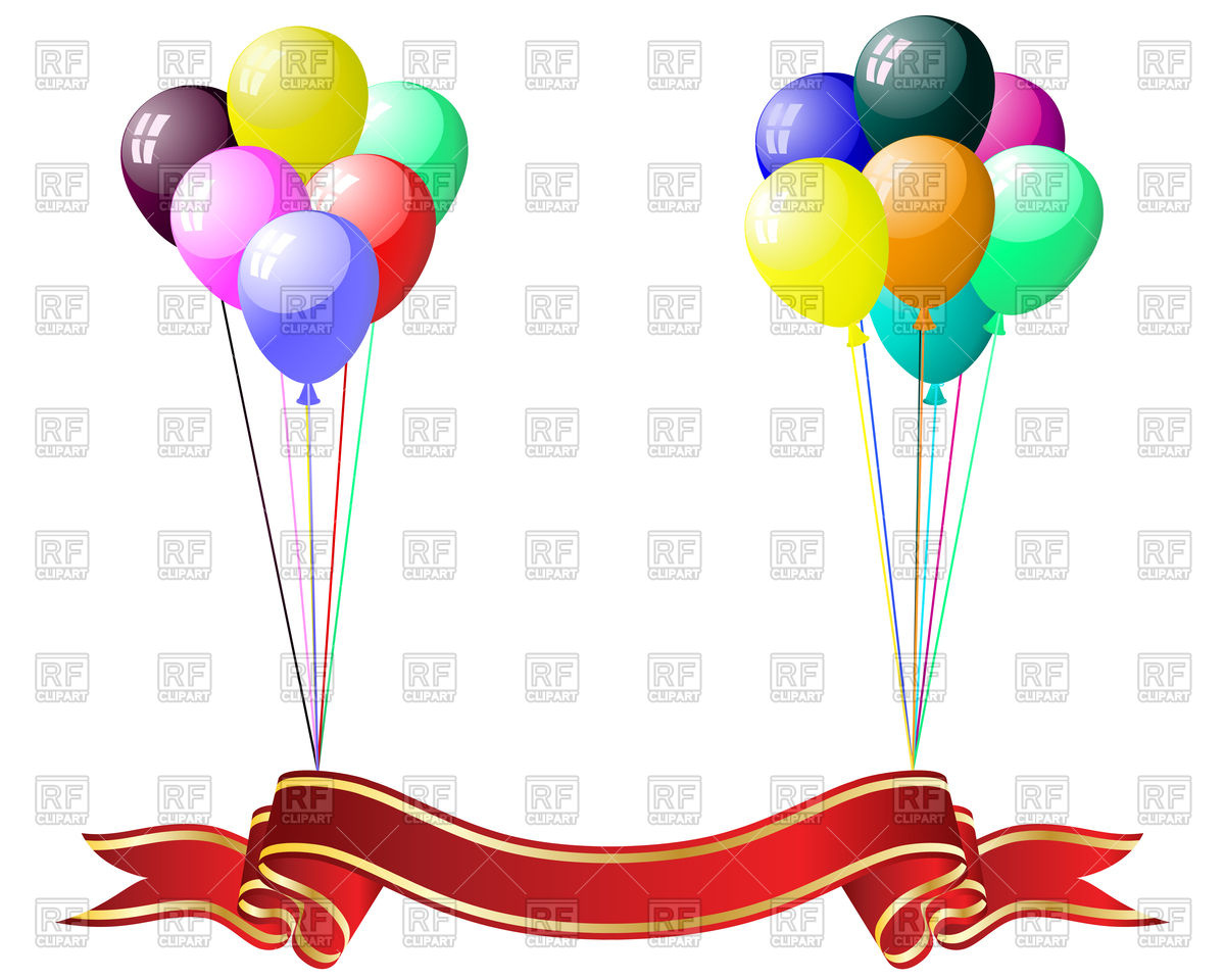 1200x960 Balloons And Red Ribbon Banner Royalty Free Vector Clip Art Image