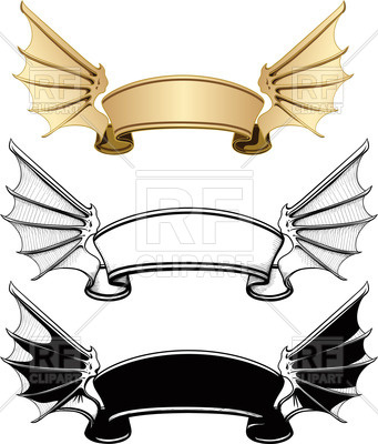 341x400 Ribbon Banner With Wings Royalty Free Vector Clip Art Image