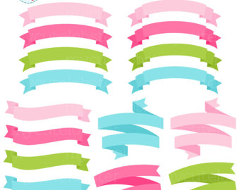 340x270 Rainbow Ribbon Banners Cliparts Tags Digital Clip Art. Label Frame