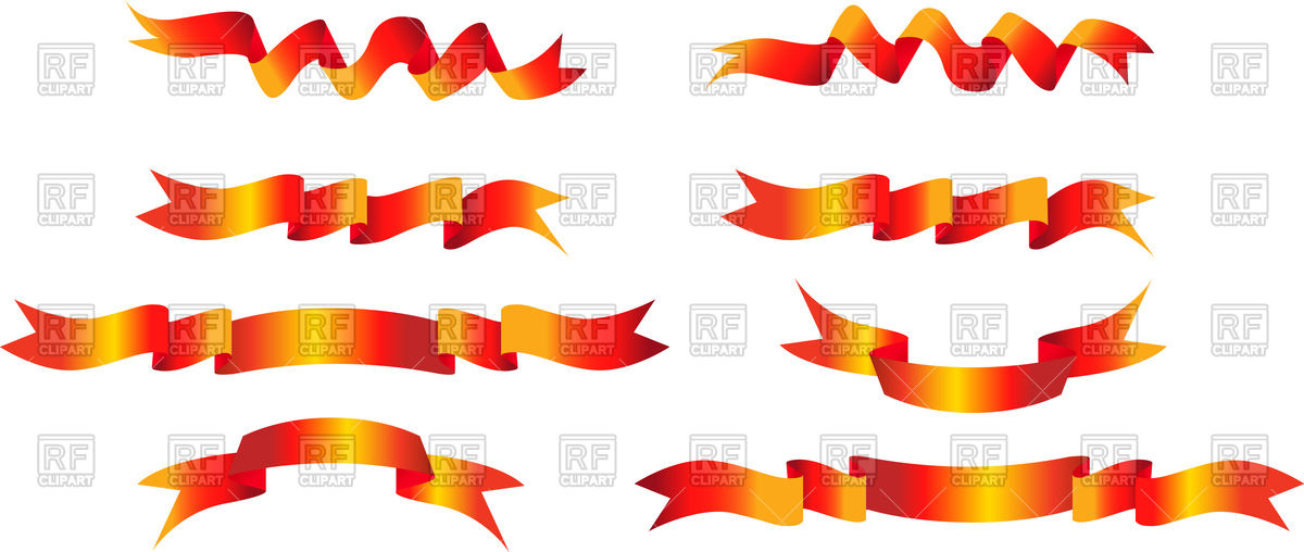 1200x508 Red Ribbon Banners Royalty Free Vector Clip Art Image