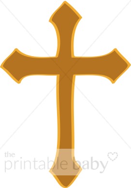 271x388 Gold Artistic Cross Christian Baby Clipart