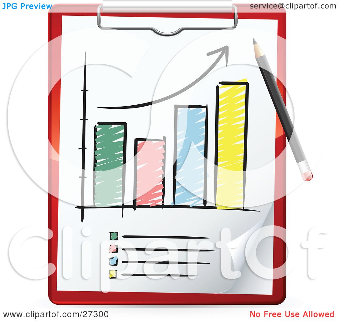 1080x1024 Clipart Illustration Of A Red Pencil Drawing An Increase Arrow