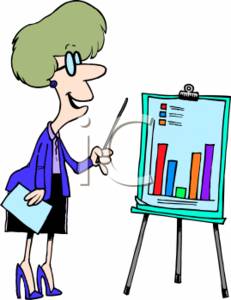 231x300 Clipart Of A Businesswoman Going Over A Bar Graph