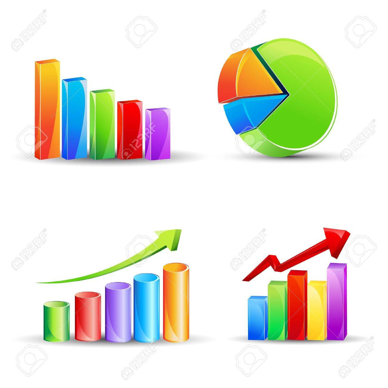 1300x1300 Illustration Of Different Bar Graph And Pie Chart Royalty Free