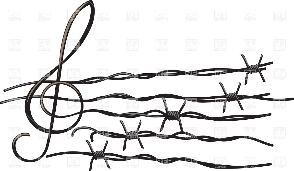 1200x699 Musical Notes Tearing Barbed Wire Royalty Free Vector Clip Art