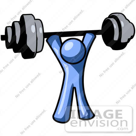 450x450 Clip Art Graphic Of A Blue Guy Character Holding A Heavy Barbell