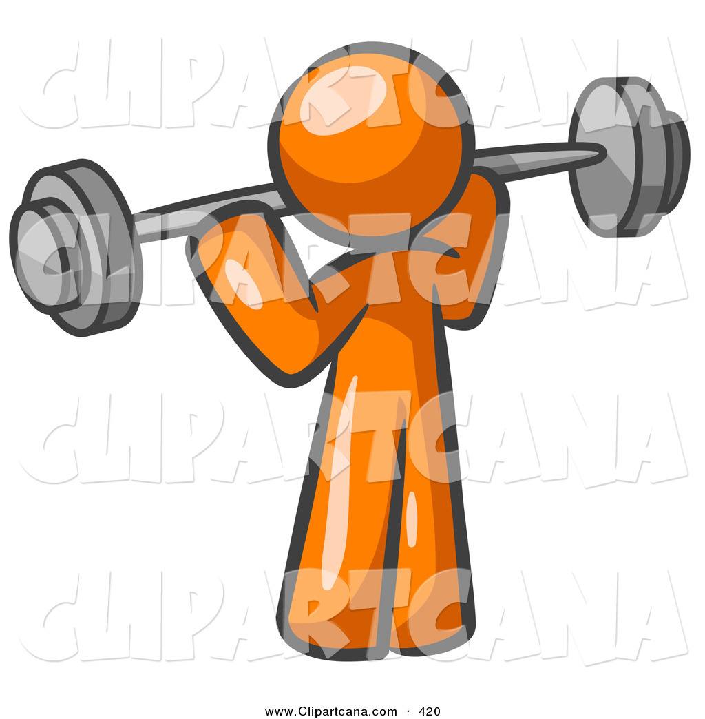 1024x1044 Vector Clip Art Of A Shiny Orange Man Lifting A Barbell While