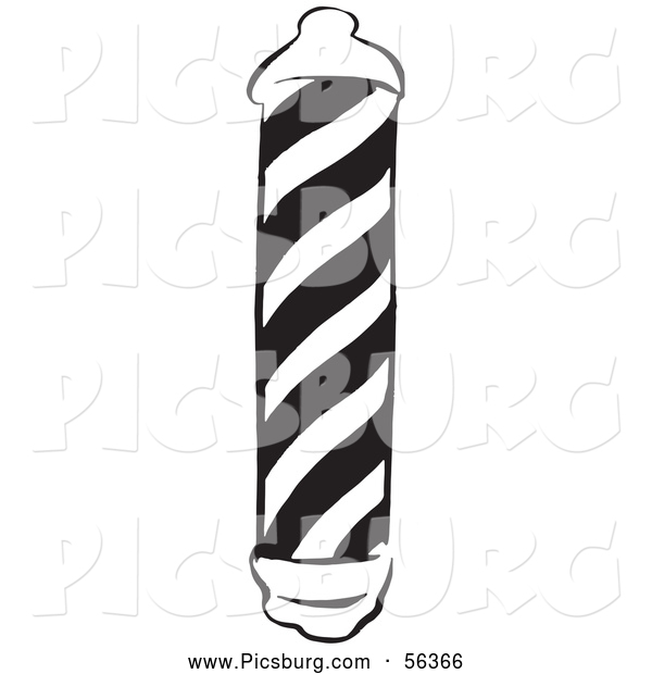 600x620 Clip Art Of A Retro Vintage Black And White Barber Pole, On White