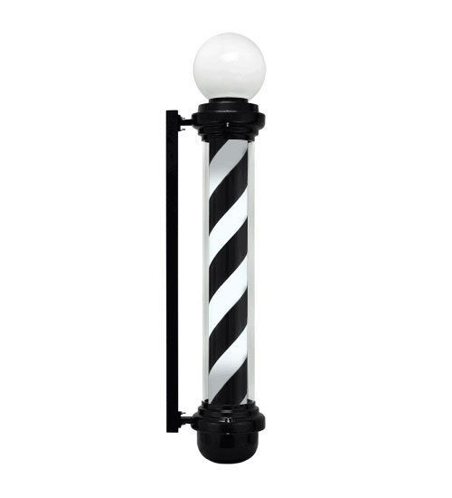 500x550 Large 40 Barber Pole Light Black White Retro Rotating Metal Hair