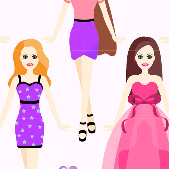 570x570 Doll Digital Clip Art Fashion Dolls Digital Clipart Design