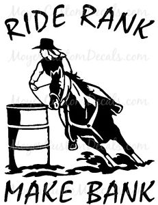 231x300 Barrel Racing Horse Rank Make Bank Racer Gaming Decal Sticker You