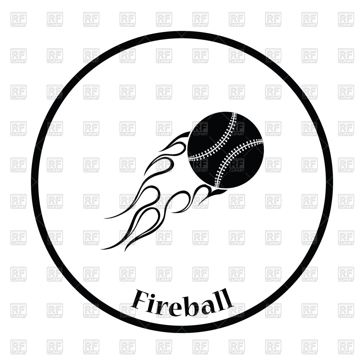 1200x1200 Flaming Baseball Ball Icon Royalty Free Vector Clip Art Image