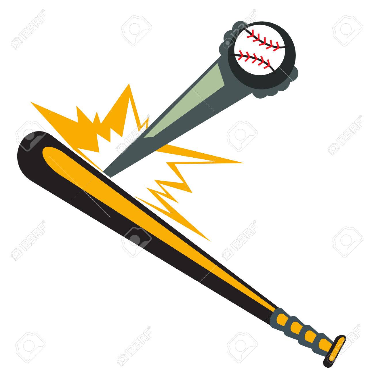 1300x1300 Baseball Bat Hitting The Ball. Illustration, Vector Royalty Free