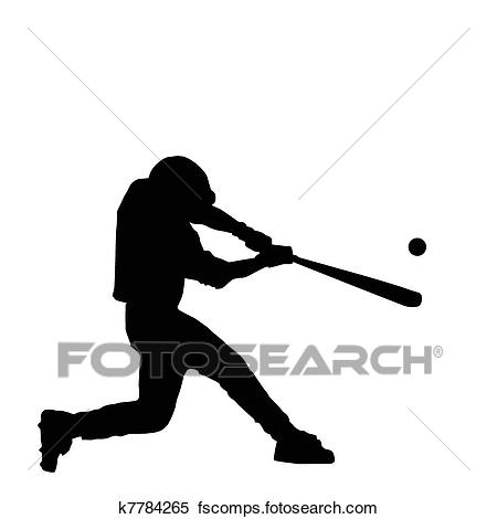 450x470 Clipart Of Baseball Batter Hitting Ball K7784265