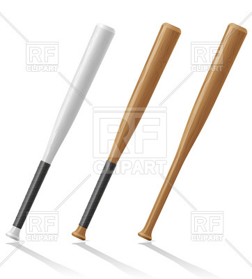 362x400 Wooden And White Baseball Bats Cartoon Royalty Free Vector Clip