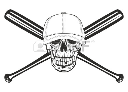 450x324 Illustration Ball In Baseball Cap And Crossed Bats Royalty Free