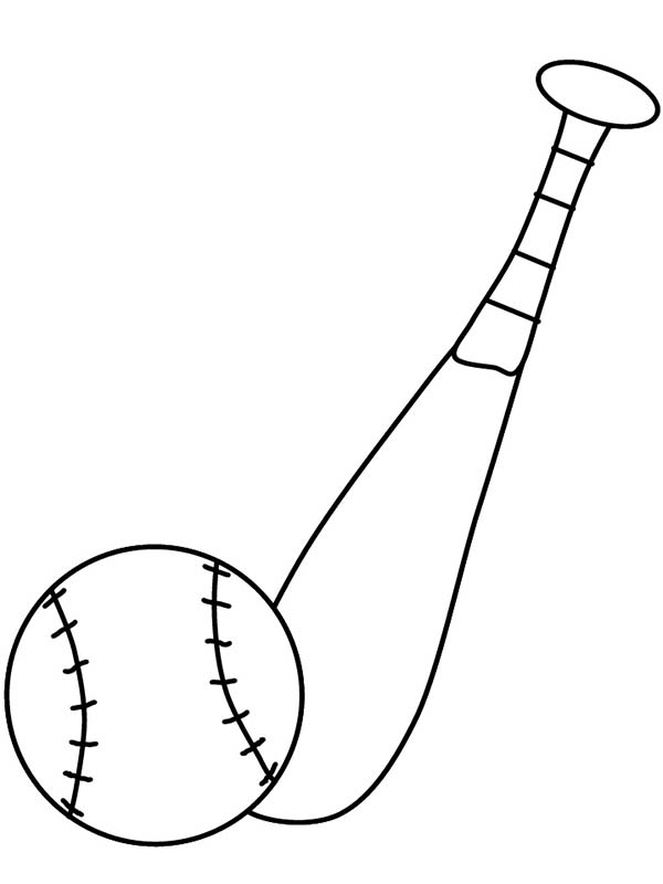 600x800 Baseball Bat And A Ball Coloring Page