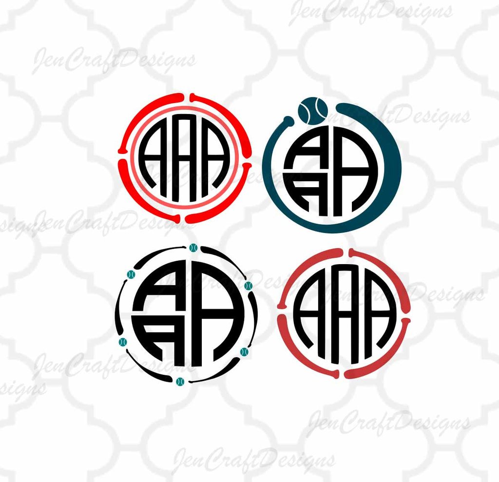 1024x989 Circle Baseball Bat Monogram Frame Svg Cut Files