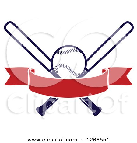 450x470 Clipart Of A Navy Blue Baseball And Crossed Bats With A Blank Red