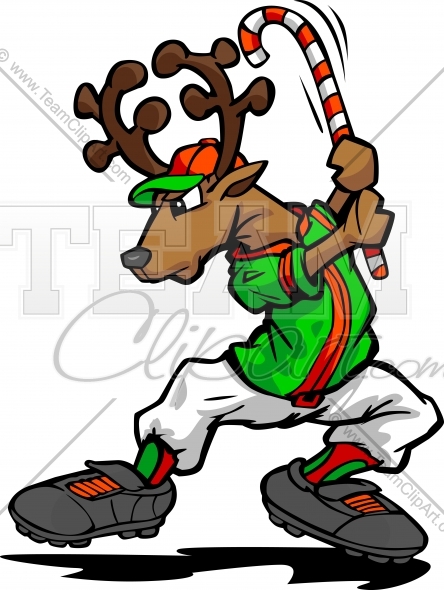 444x590 Baseball Or Softball Christmas Holiday Reindeer With Candy Cane