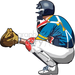 300x300 Royalty Free Baseball Catcher 168469 Vector Clip Art Image