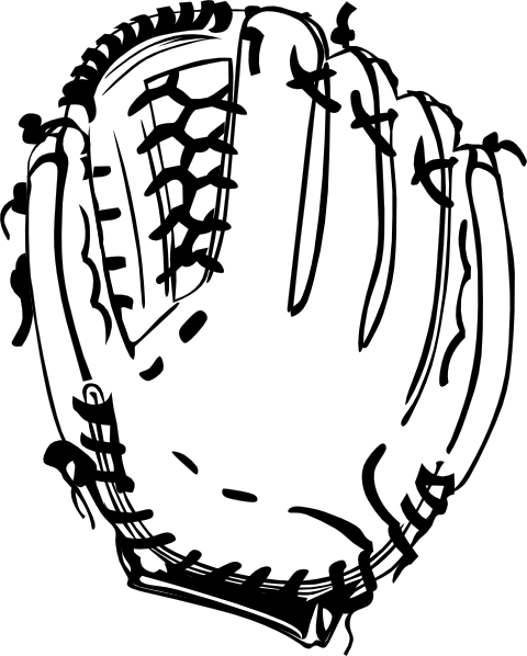 480x598 Baseball Glove B And W Clip Art