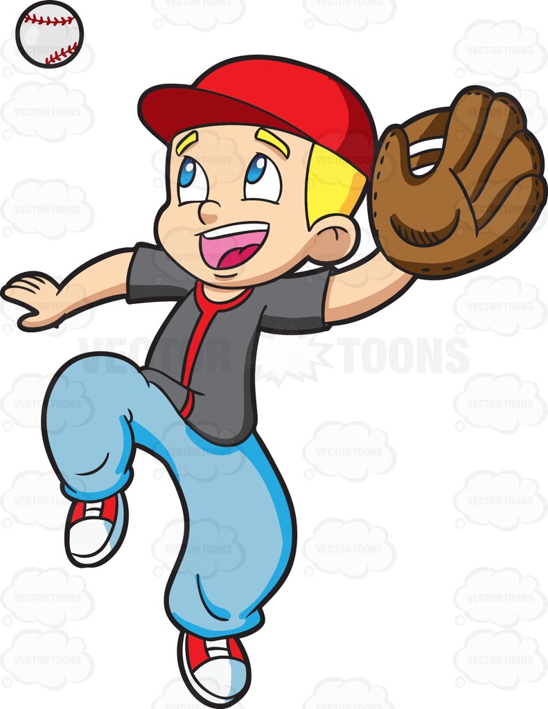 791x1024 A Boy Catching A Baseball Clip Art
