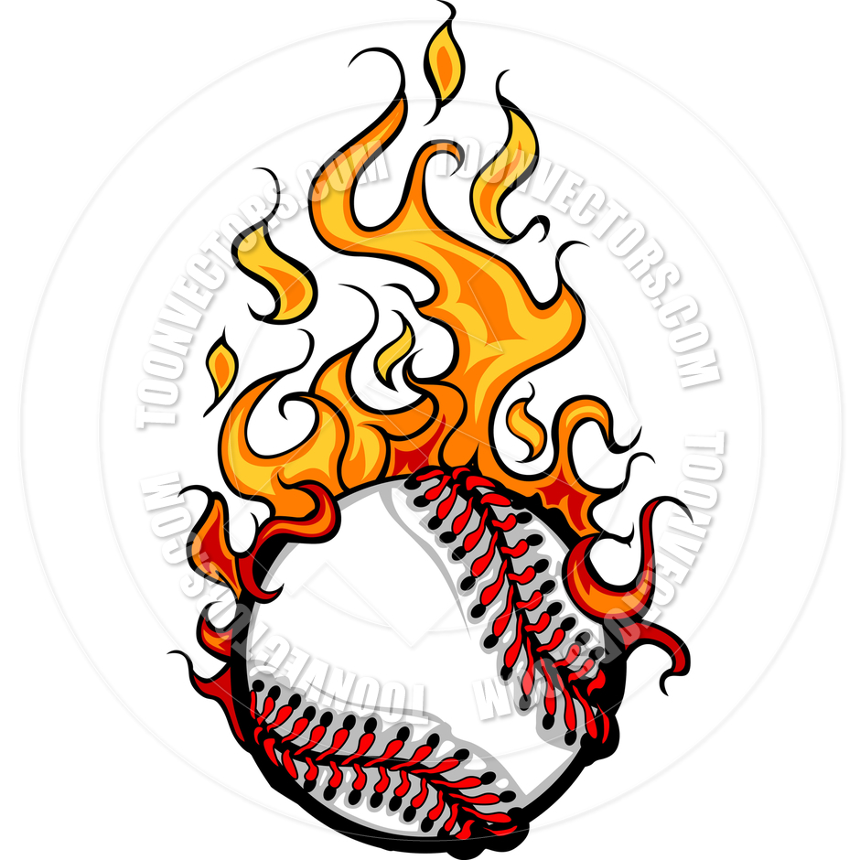 940x940 Flaming Baseball Clipart