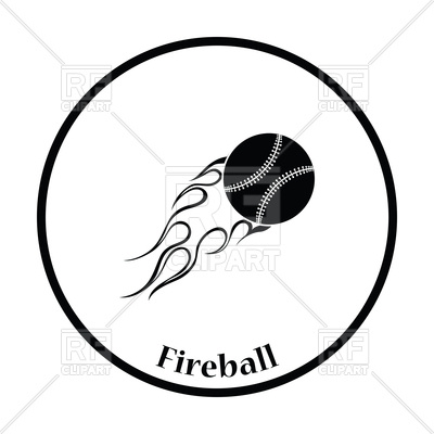 400x400 Flaming Baseball Ball Icon Royalty Free Vector Clip Art Image