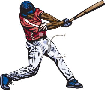 350x299 Royalty Free Illustration Of A Baseball Player Swinging His Bat