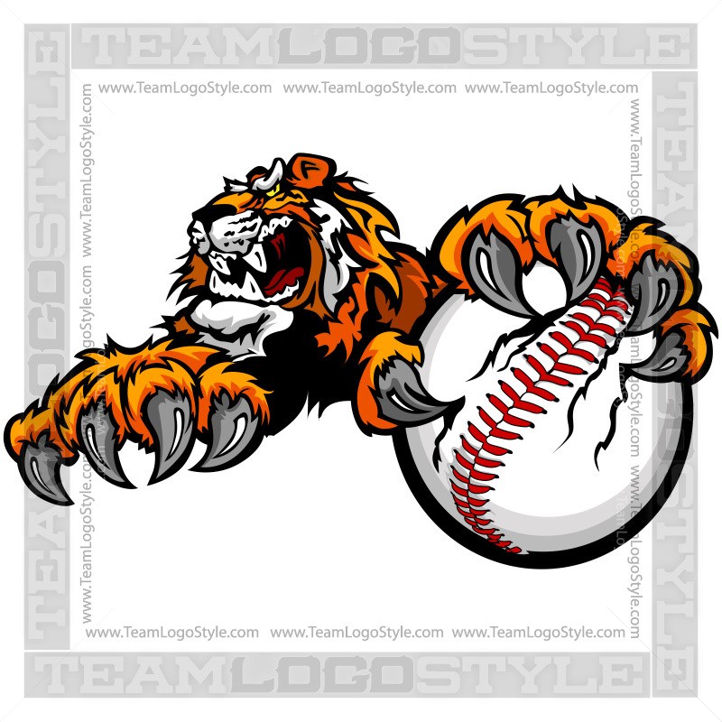 800x800 Tiger Clawing Baseball Clip Art