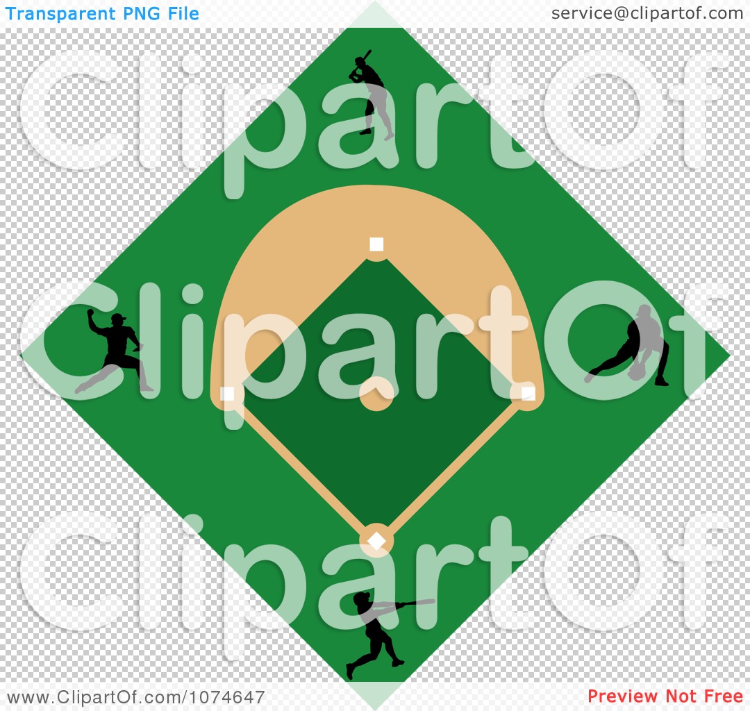 1080x1024 Clipart Black Silhouetted Players On A Baseball Diamond Field