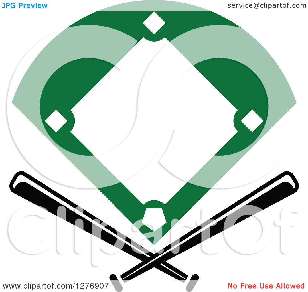 1080x1024 Clipart Of A Baseball Diamond Field With Crossed Bats