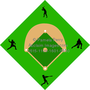 300x300 Art Image Of A Baseball Diamond With Baseball Players In Silhouette