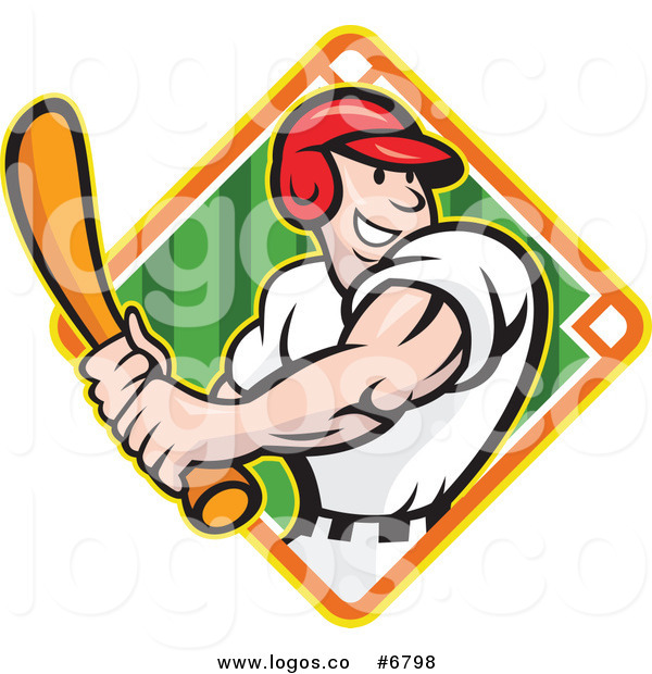 600x620 Royalty Free Clip Art Vector Logo Of A Happy Baseball Player