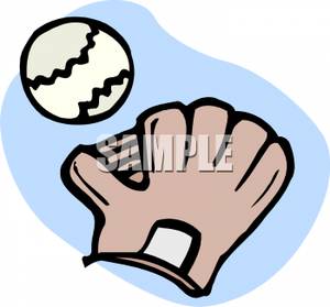 300x279 Glove Reatching To Catch A Baseball Clipart Picture