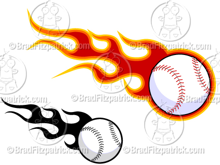 432x324 Cartoon Flaming Baseball!