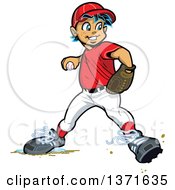 175x190 Clipart Of A Happy White Blond Baseball Player Pitcher Girl