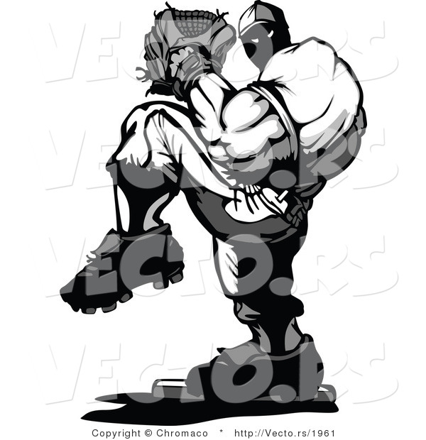 600x620 Vector Of A Competitive Pitcher Throwing Baseball