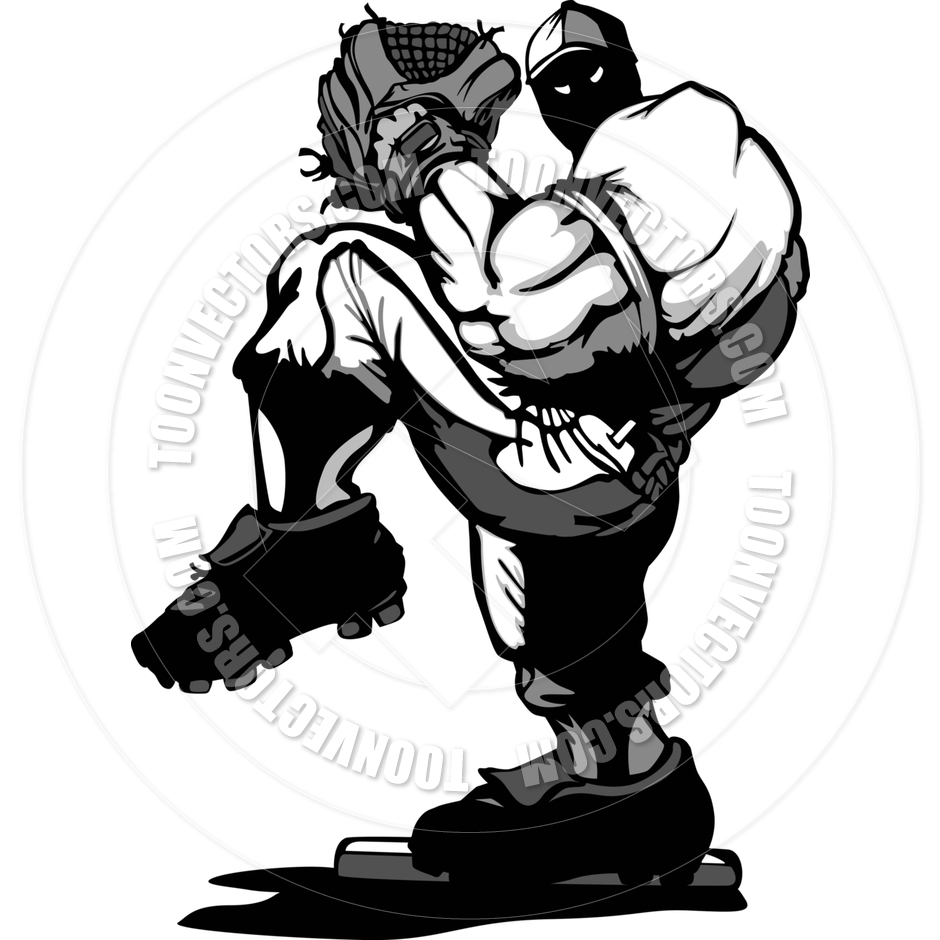 940x940 Baseball Player Pitcher Cartoon By Chromaco Toon Vectors Eps