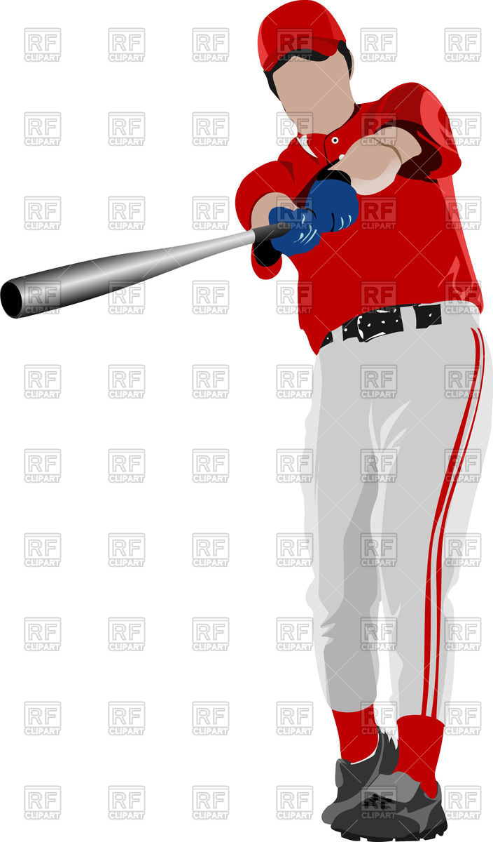 704x1200 Baseball Player Front View Royalty Free Vector Clip Art Image