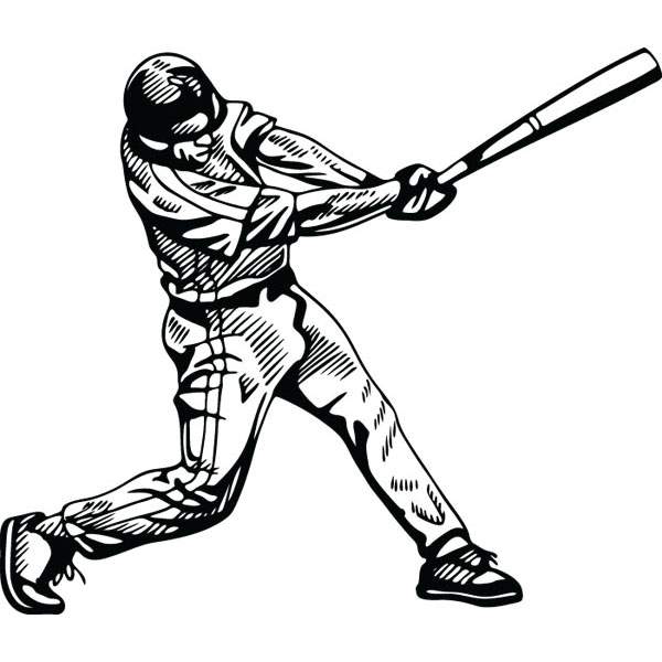 600x600 Baseball Player Hitting Ball Bat Graphic For Custom Gifts