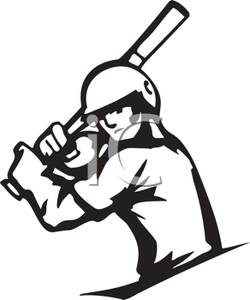 250x300 Black And White Cartoon Of A Baseball Player Up To Bat