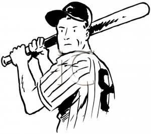 300x266 Retro Cartoon Of A Male Baseball Player
