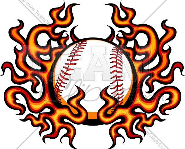 590x477 Flaming Baseball Clipart